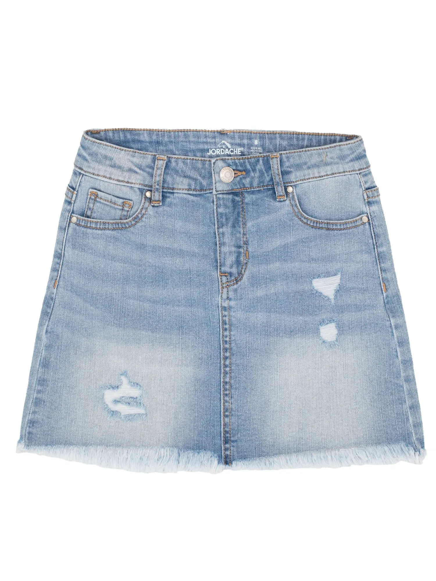 Girls Frayed Hem Denim Skirt
