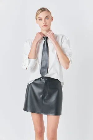 Grey Lab - A-Line Faux Leather Mini Skirt