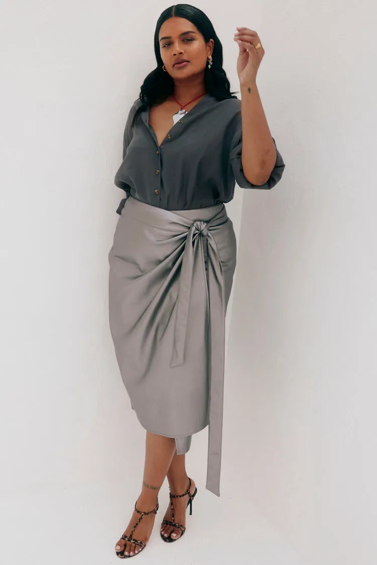 Gunmetal Vegan Leather Jaspre Skirt