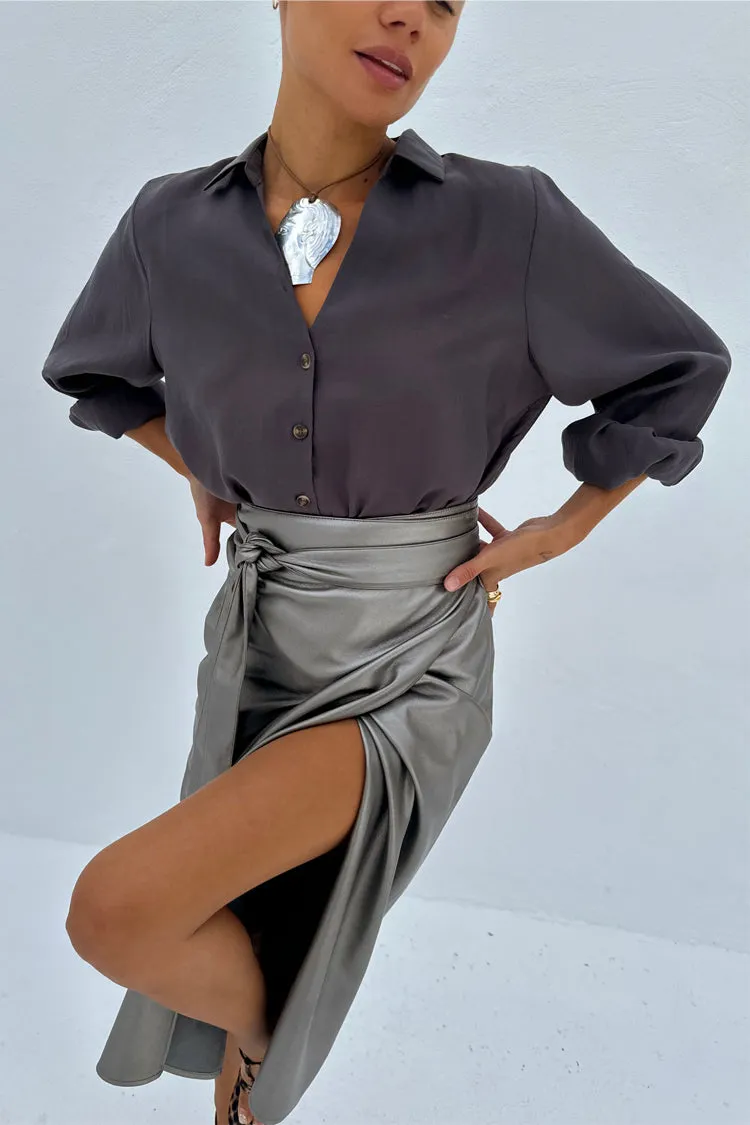 Gunmetal Vegan Leather Jaspre Skirt