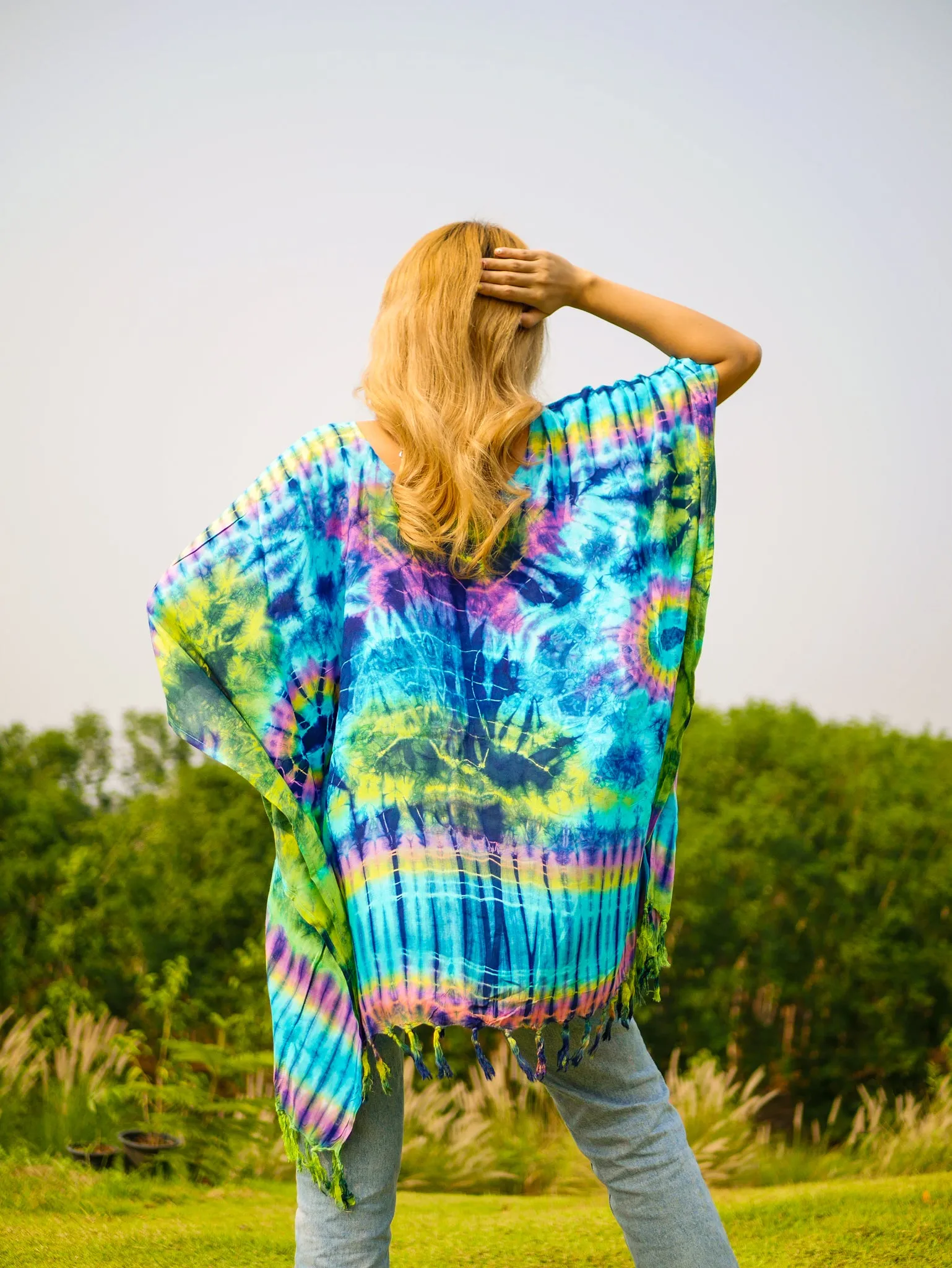 Gypsy Soul Poncho Hand Dyed Tunic Kaftan Blouse Hippie Oversize Top