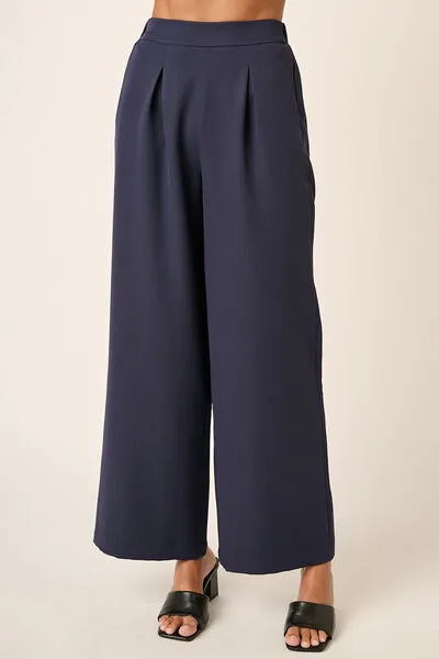Hazel Blues® |  Mittoshop Inverted Pleat Detail Wide Leg Pants