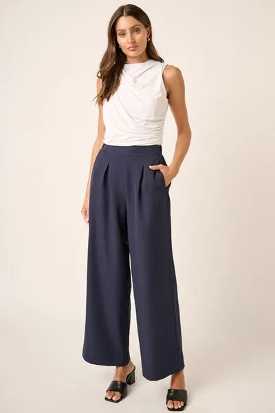 Hazel Blues® |  Mittoshop Inverted Pleat Detail Wide Leg Pants