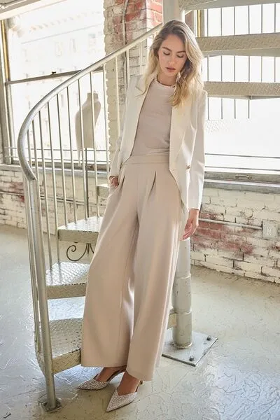 Hazel Blues® |  Mittoshop Inverted Pleat Detail Wide Leg Pants