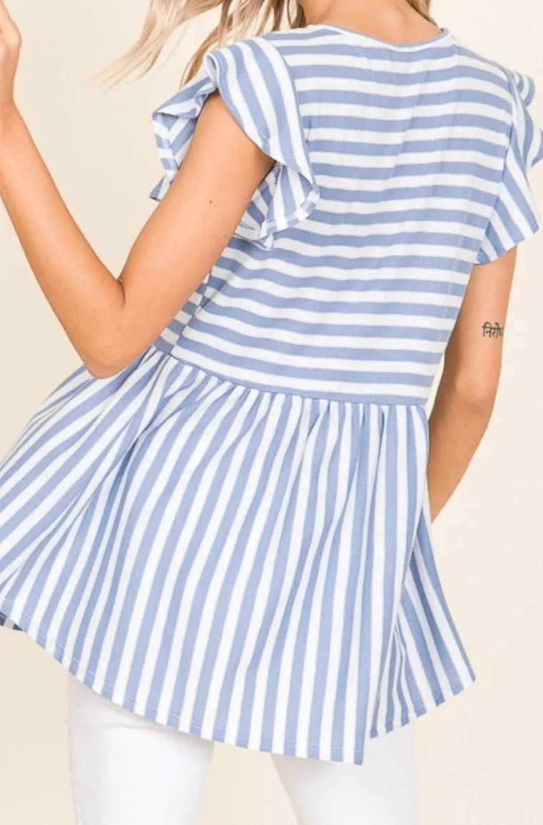 Heidi Striped Round Neck Blouse