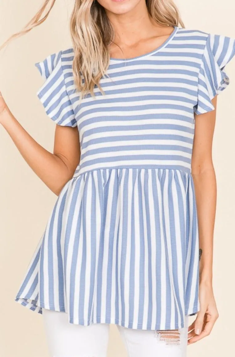 Heidi Striped Round Neck Blouse
