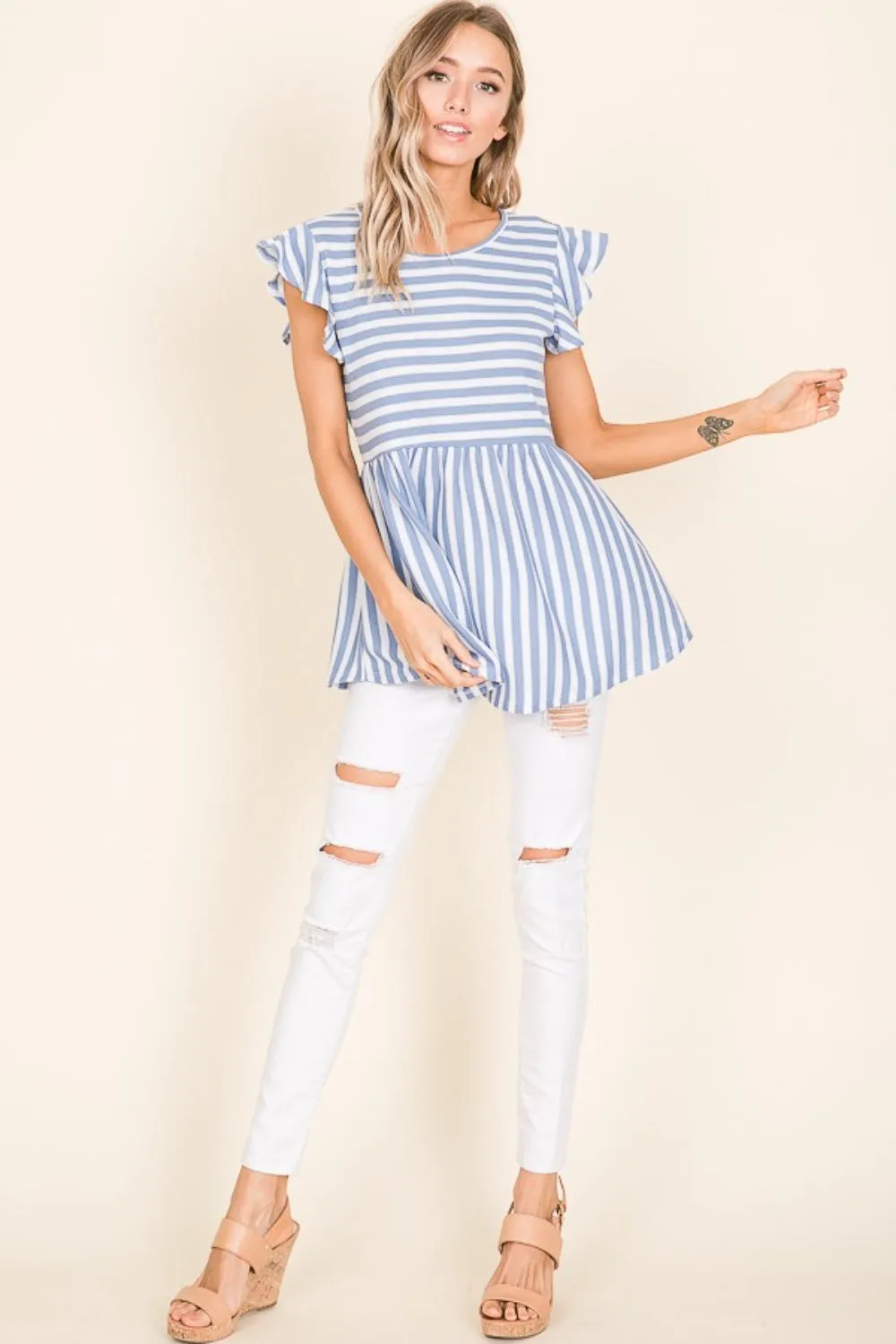 Heidi Striped Round Neck Blouse