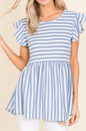Heidi Striped Round Neck Blouse