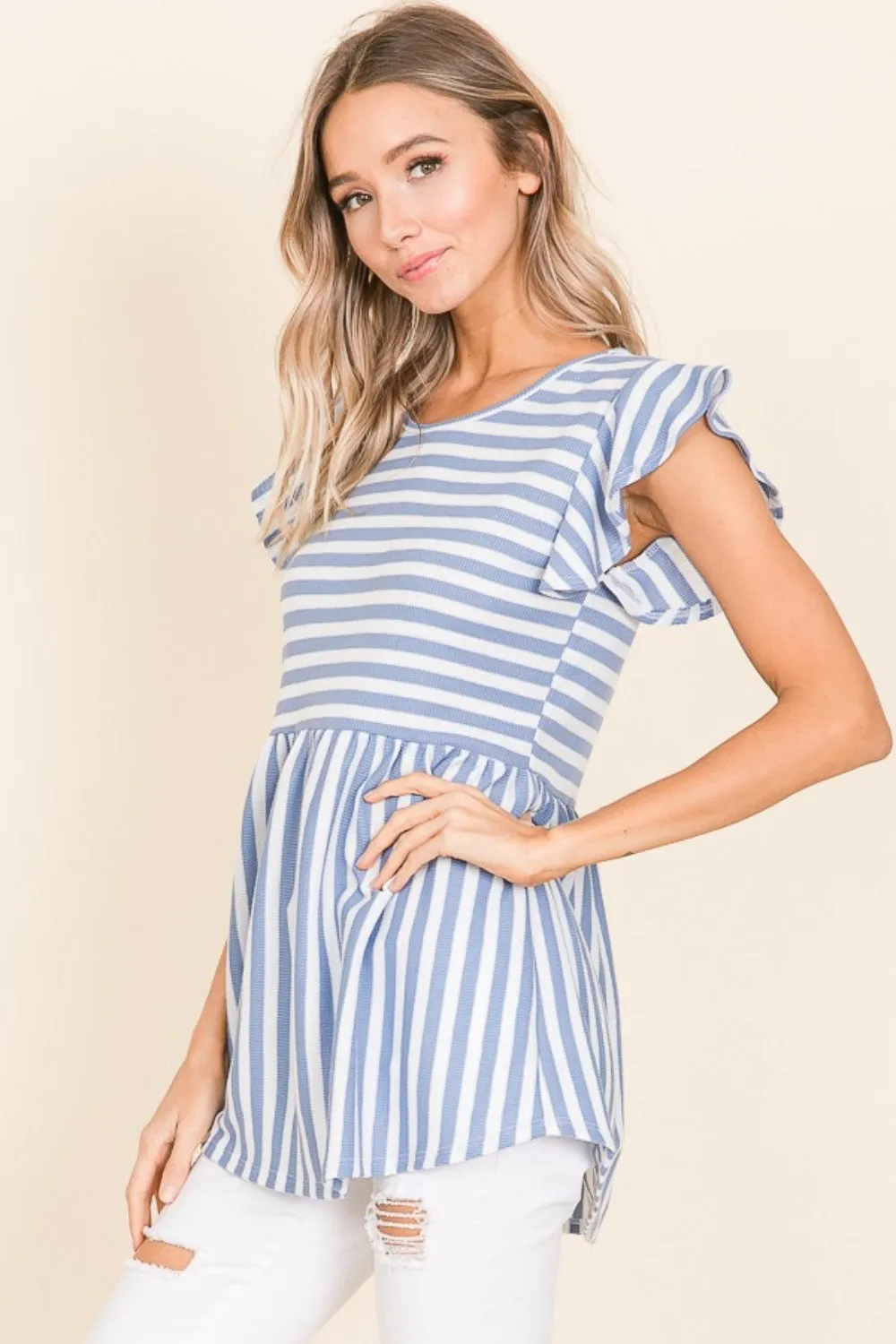 Heidi Striped Round Neck Blouse
