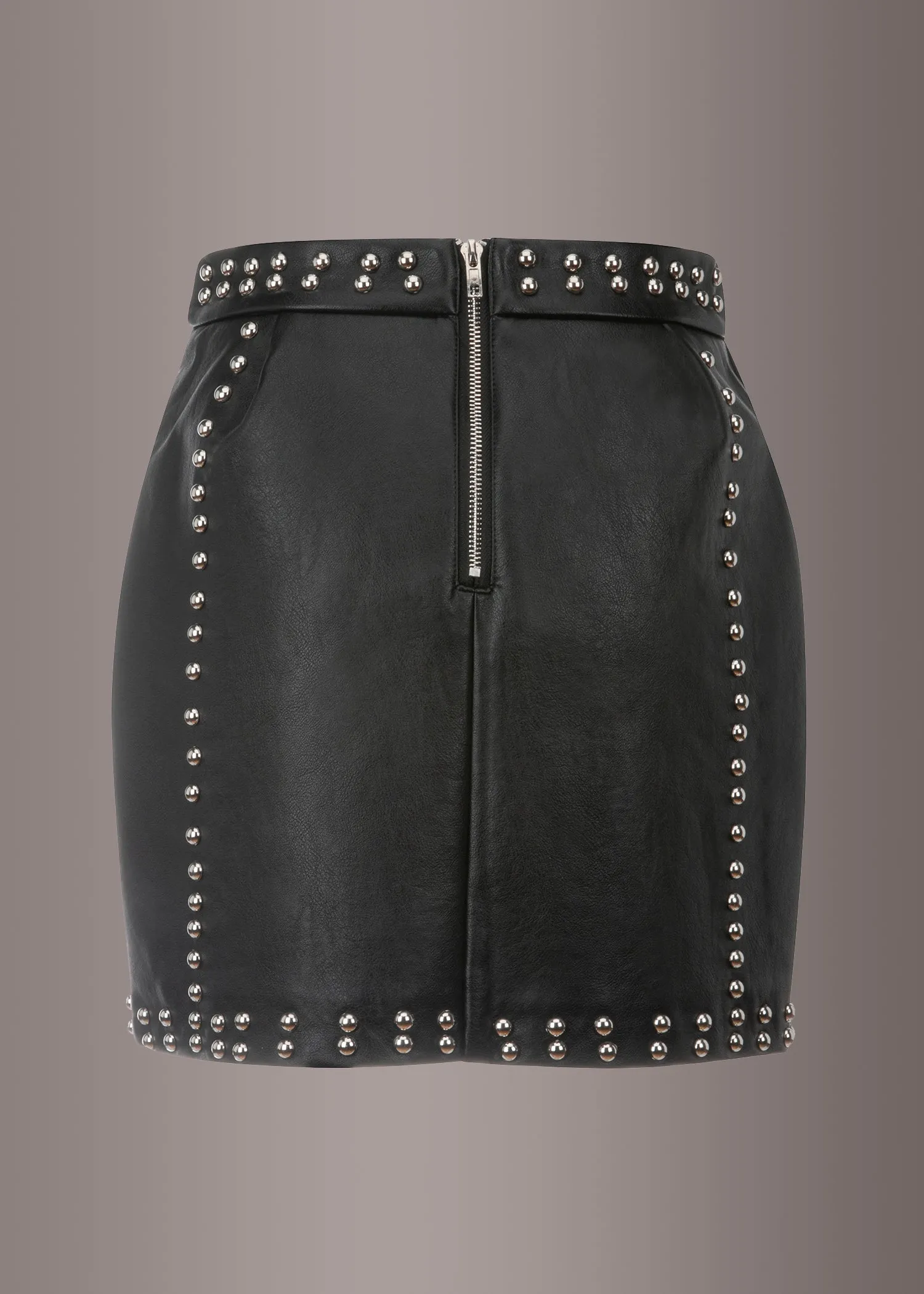 Hell Bent Black Faux Leather Studded Mini Skirt