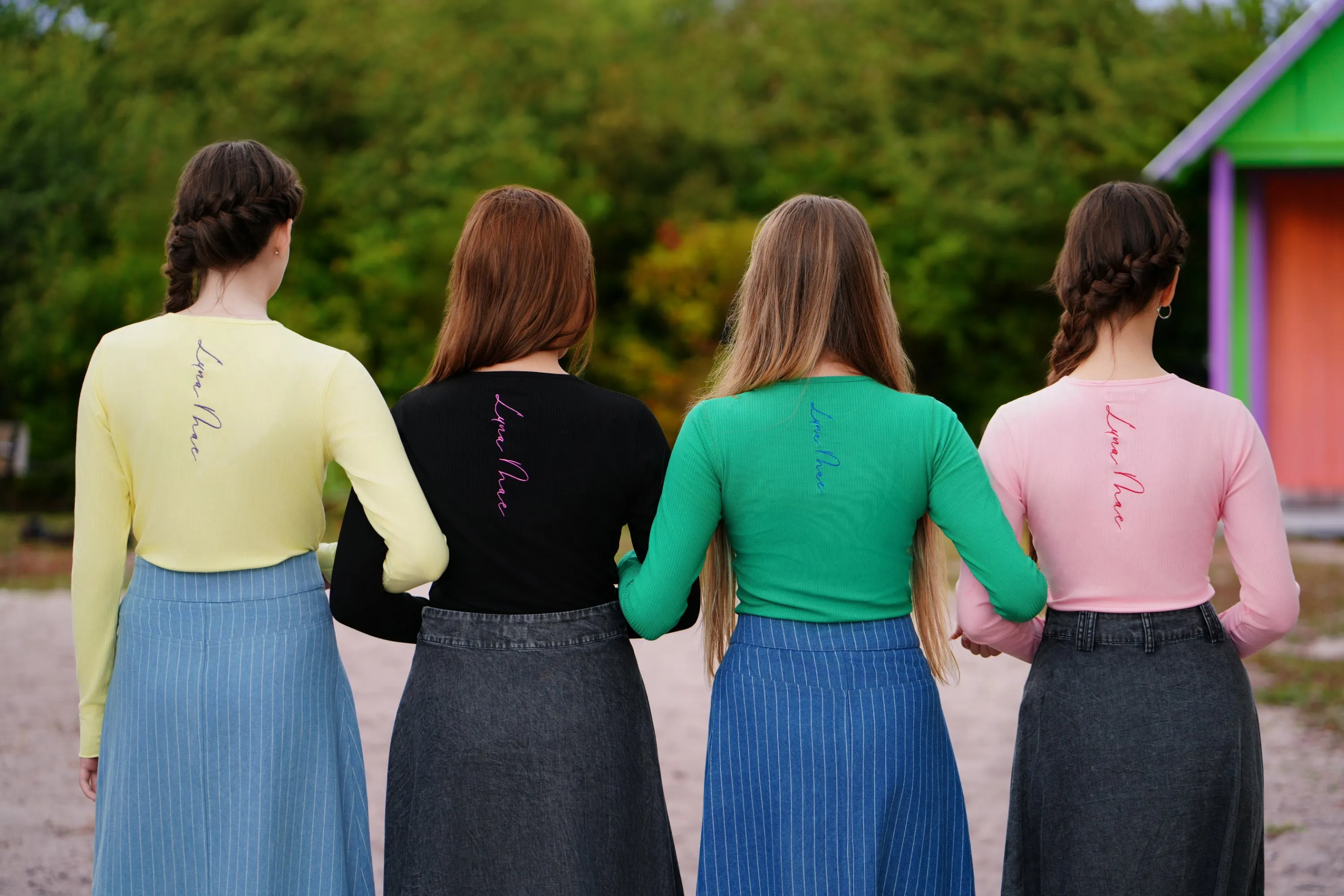 Hope light denim stripe skirt by Luna Mae