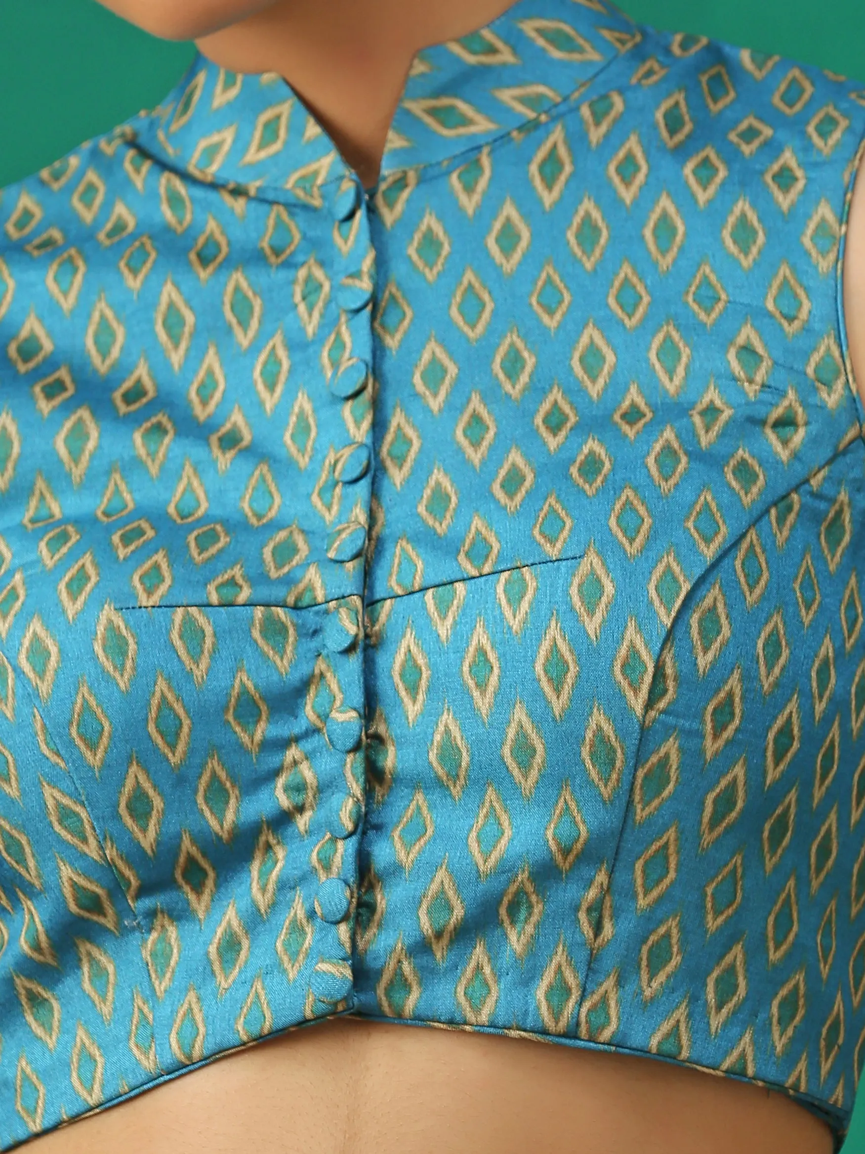 Ikat Printed Back Eye Blouse