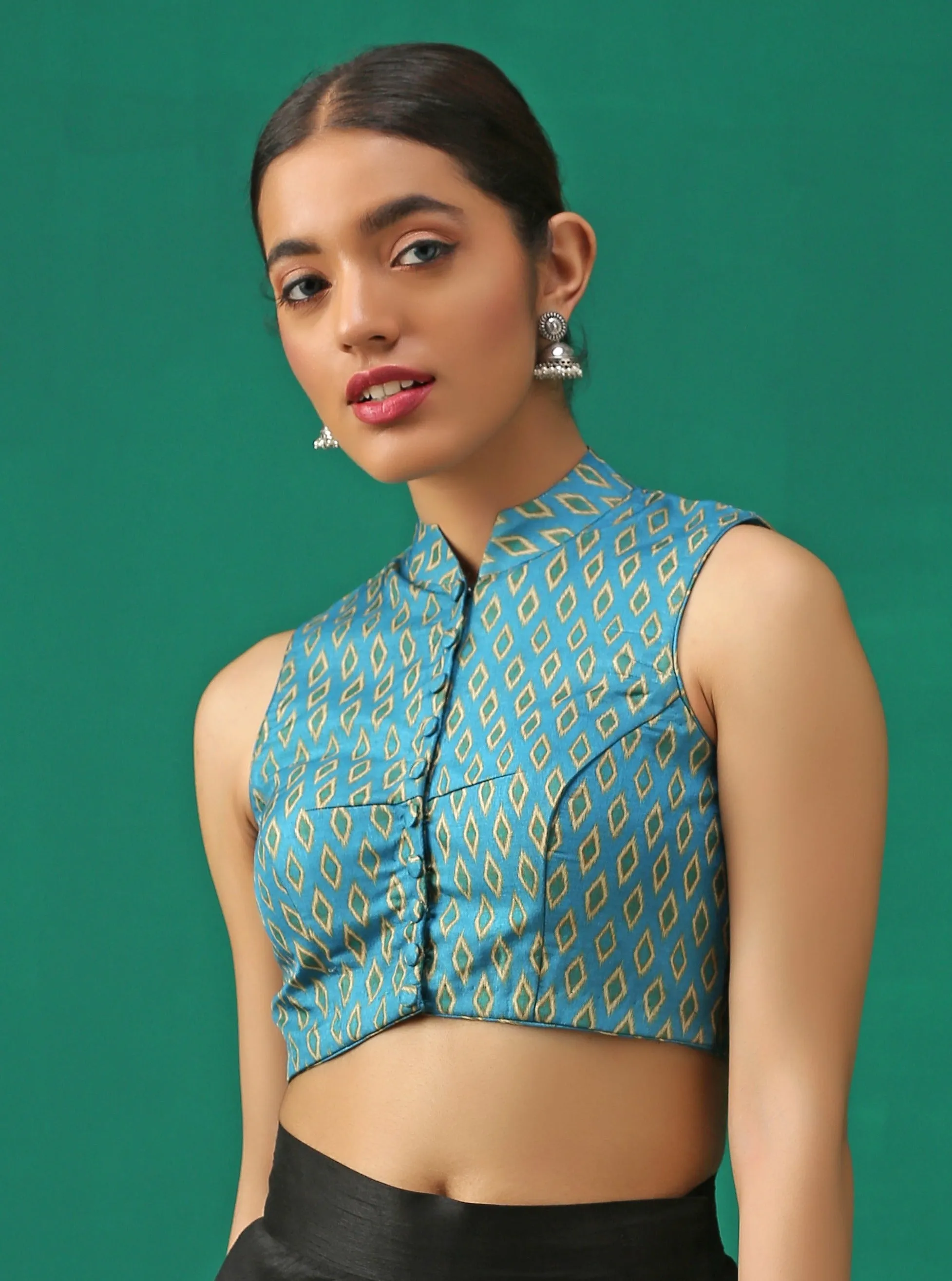 Ikat Printed Back Eye Blouse