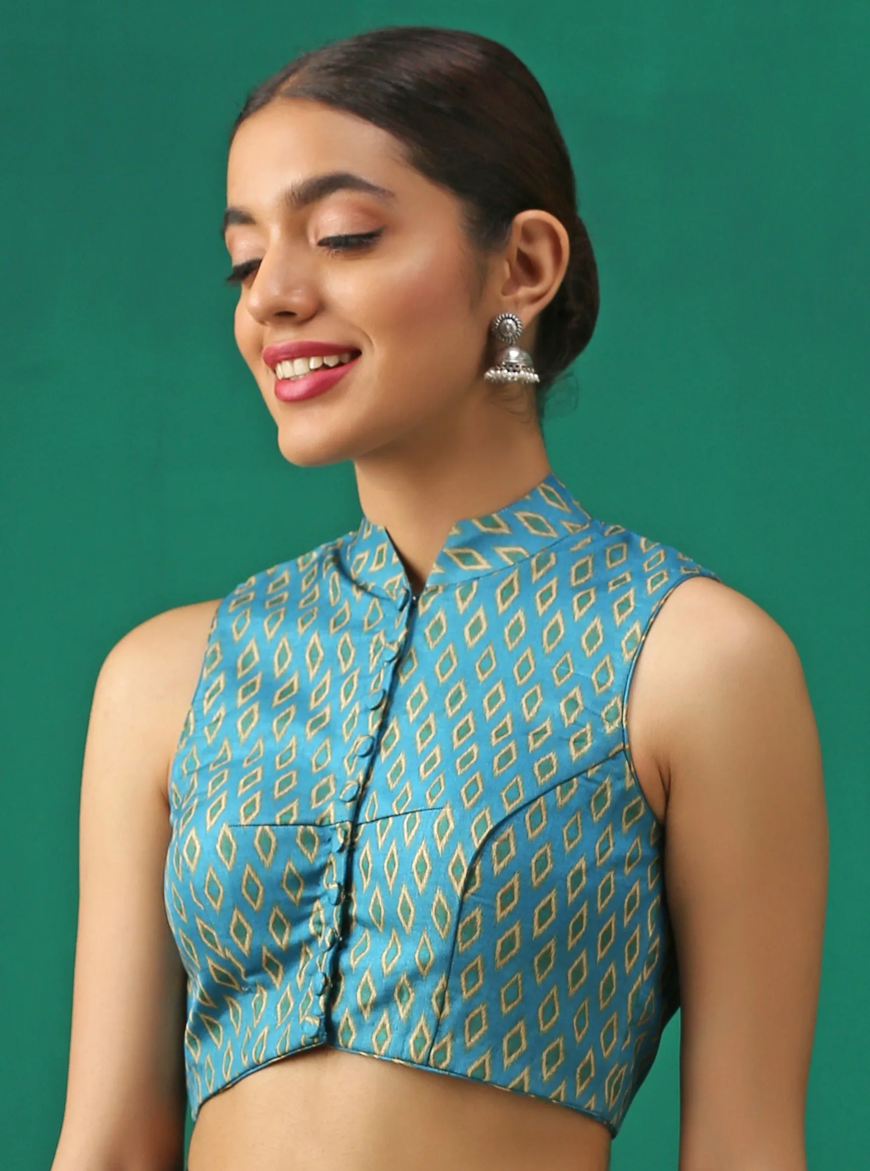 Ikat Printed Back Eye Blouse