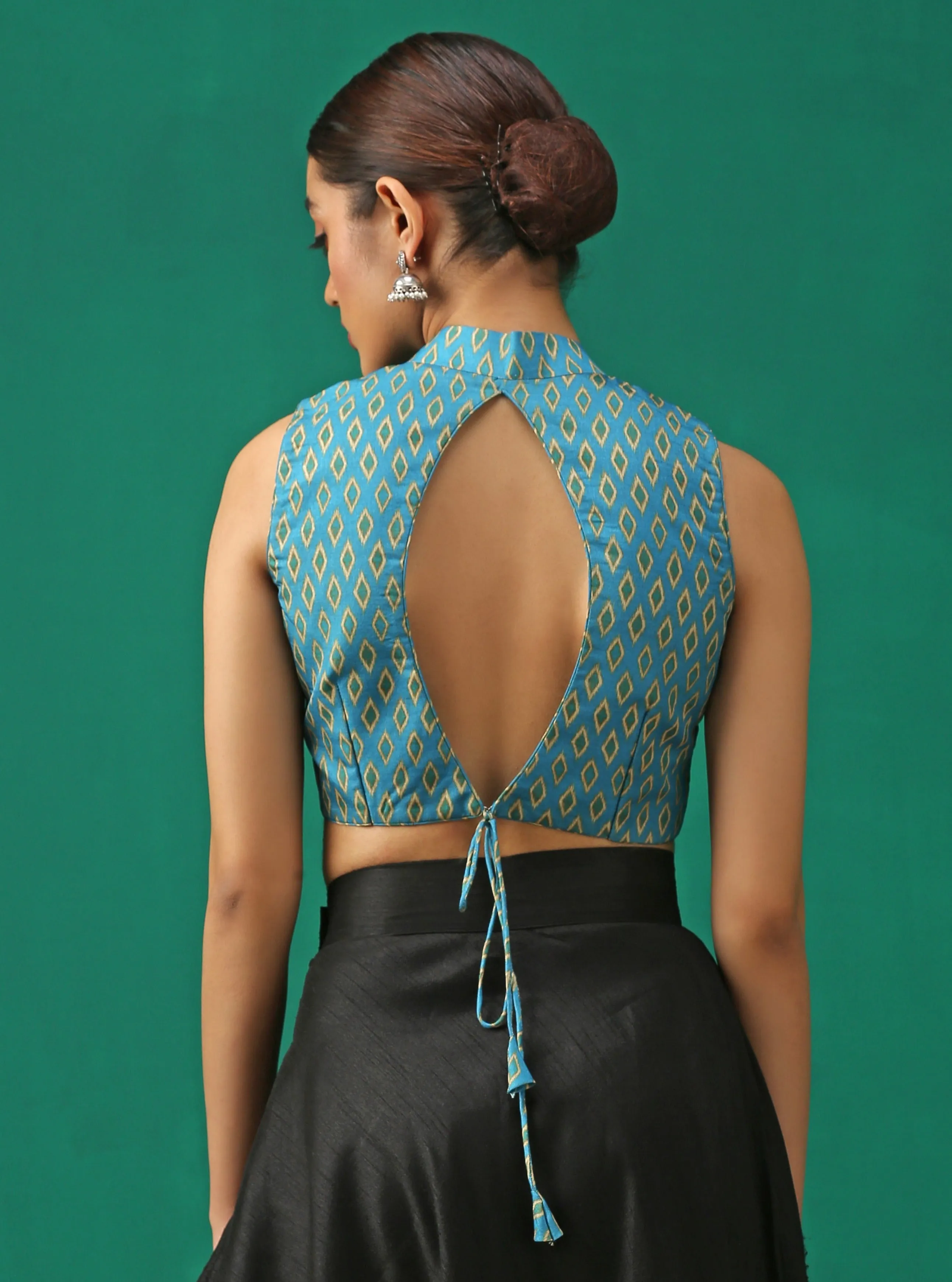 Ikat Printed Back Eye Blouse