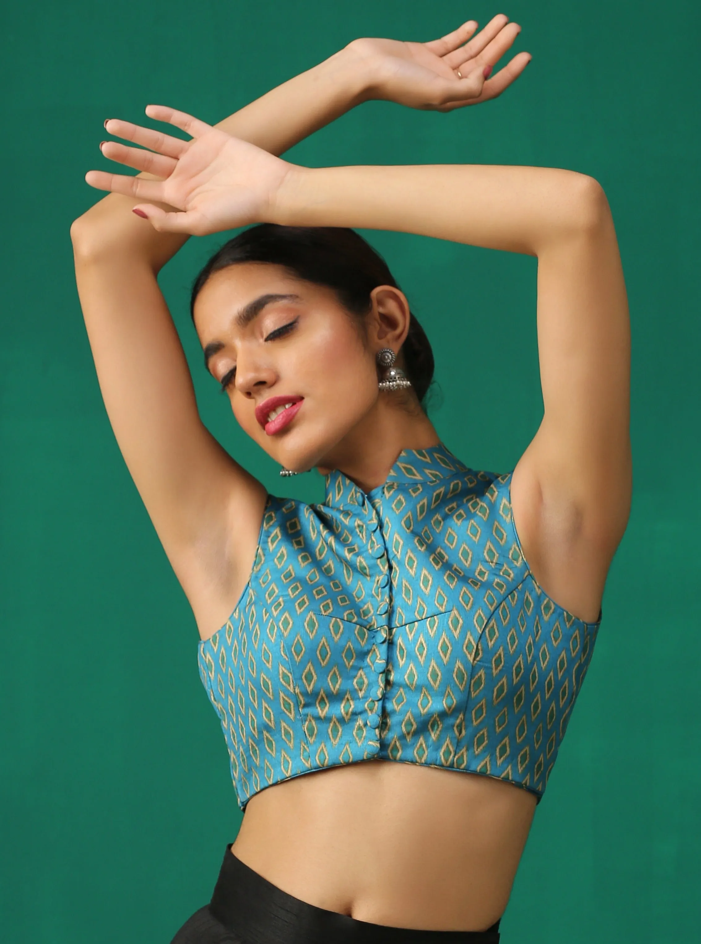 Ikat Printed Back Eye Blouse