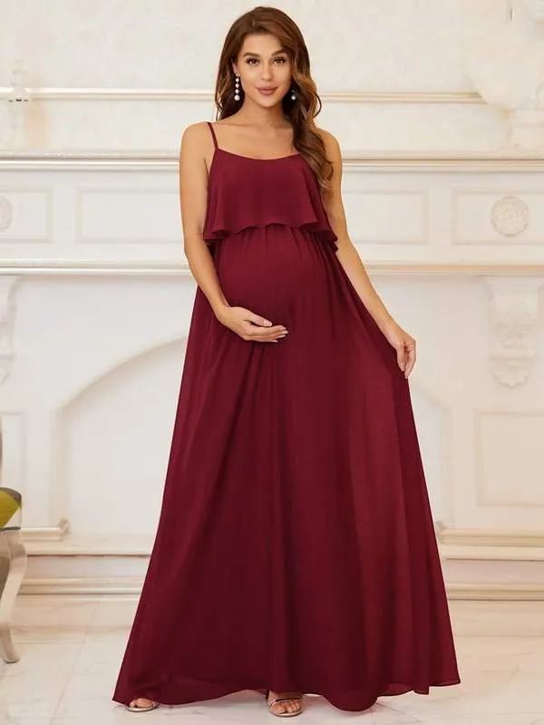 Indhe Soft Chiffon Thin Strap Maternity Gown s8 Express NZ wide