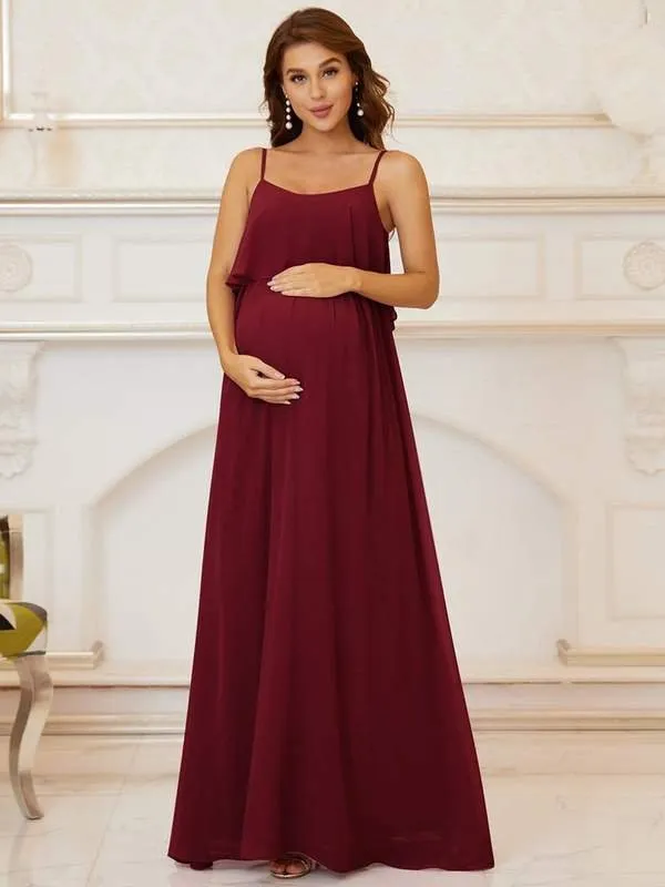 Indhe Soft Chiffon Thin Strap Maternity Gown s8 Express NZ wide