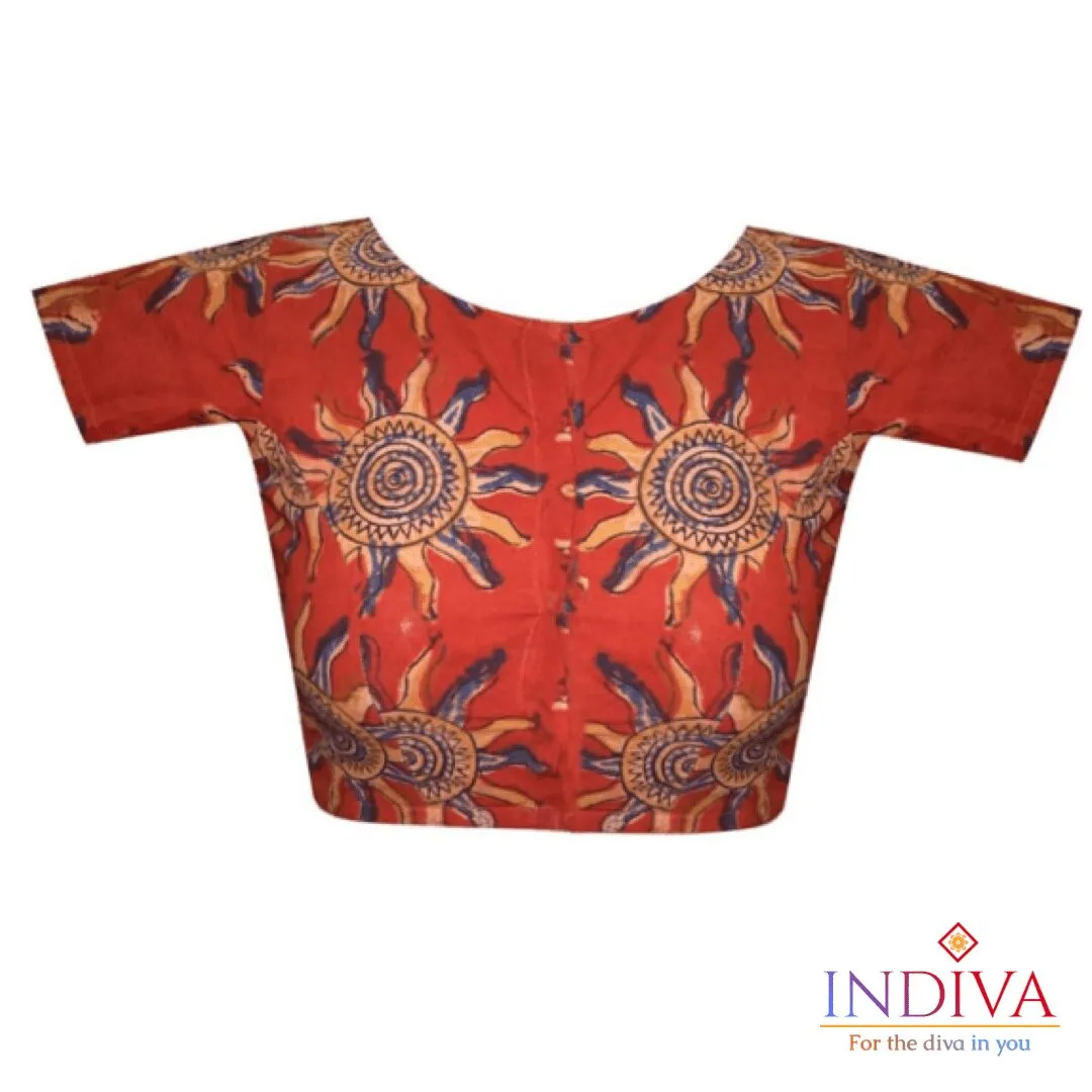 Indiva Ikat brick red cotton blouse - 40
