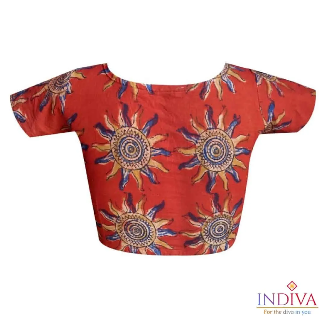 Indiva Ikat brick red cotton blouse - 40