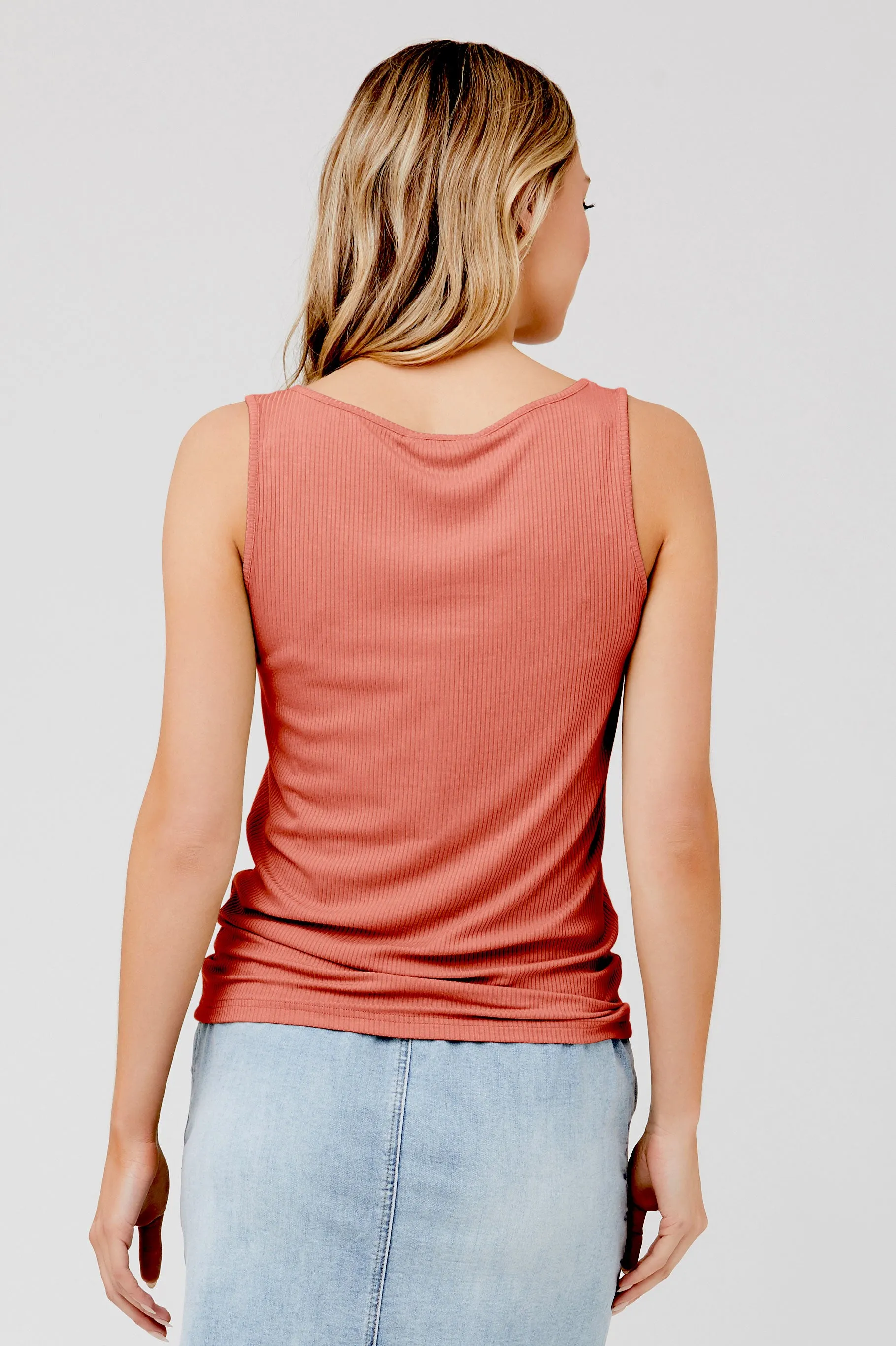 Izzy Button Down Rib Tank BlackMat/Nur