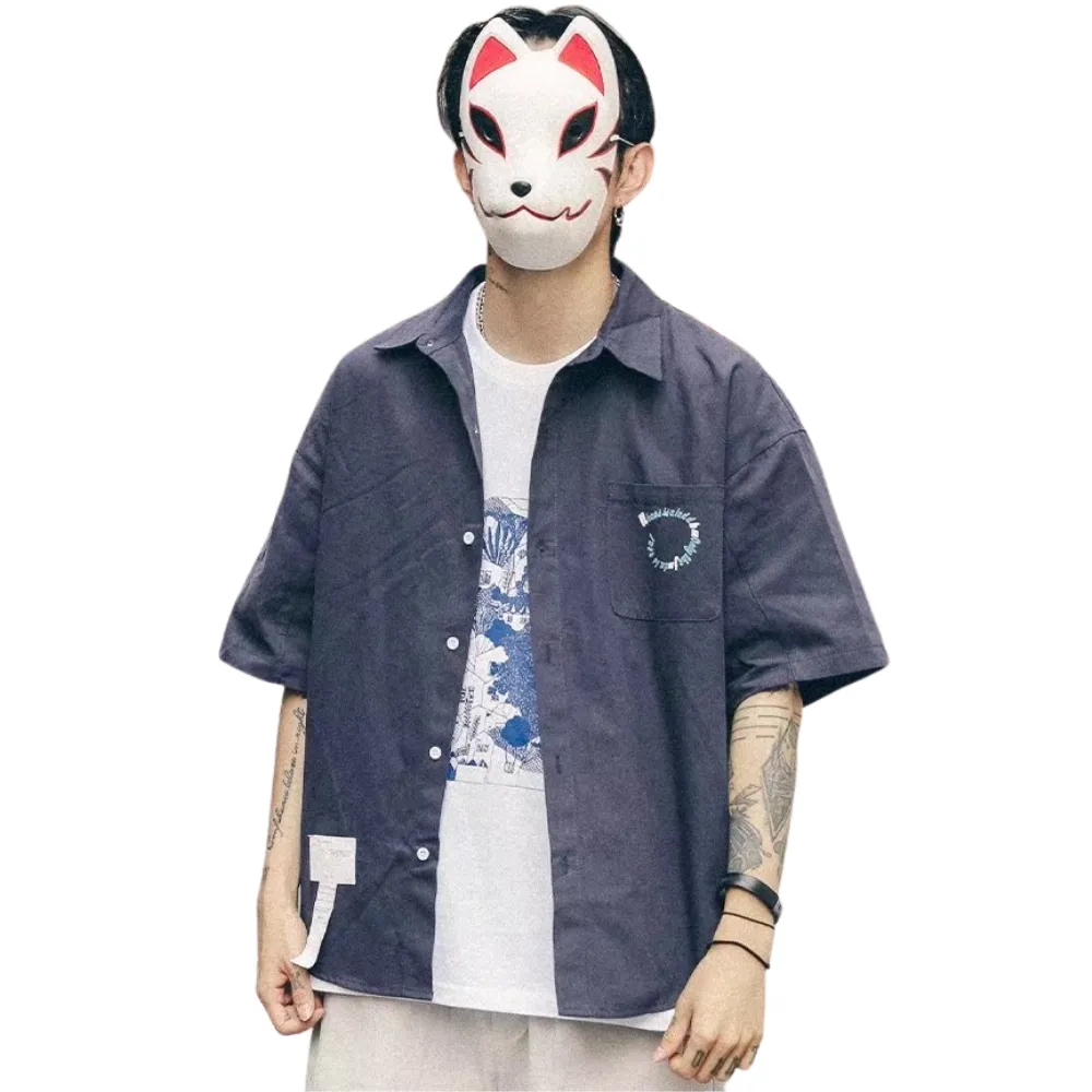 Japanese Embroidered Short Sleeve Shirt