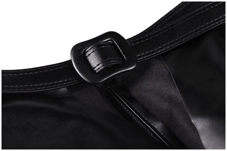 JASGOOD European and American style ruffled girdle black leather skirt belt women's skirt decoration ultra-wide short skirt belt