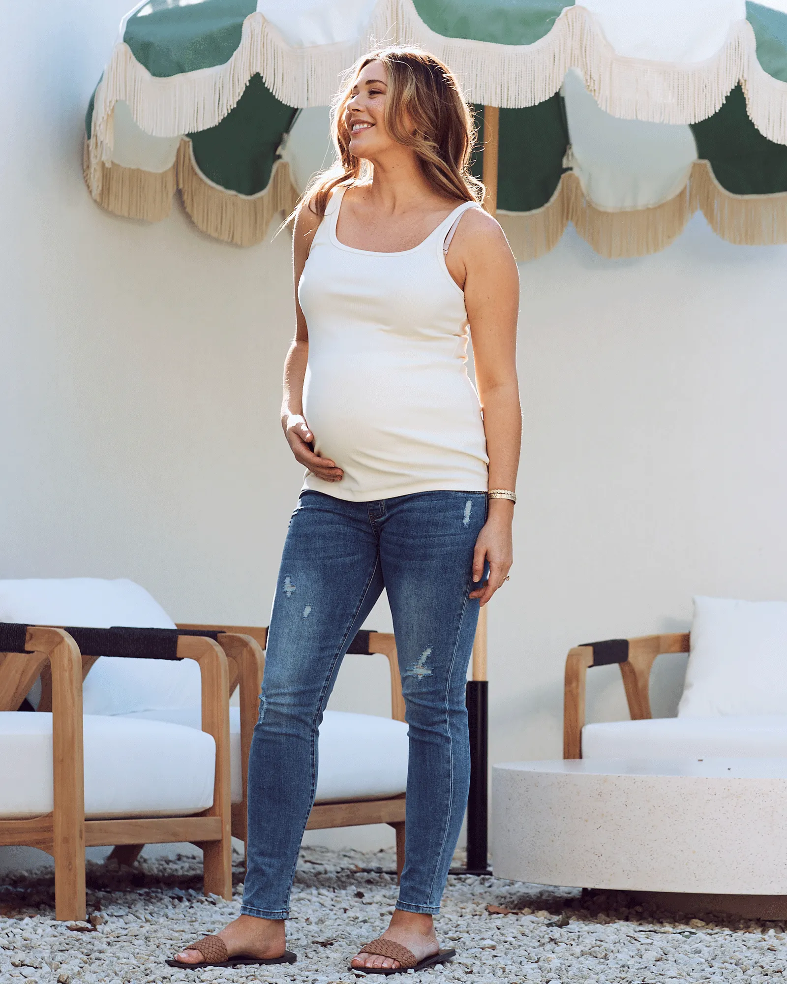 Jenna Maternity Basic Singlet - White