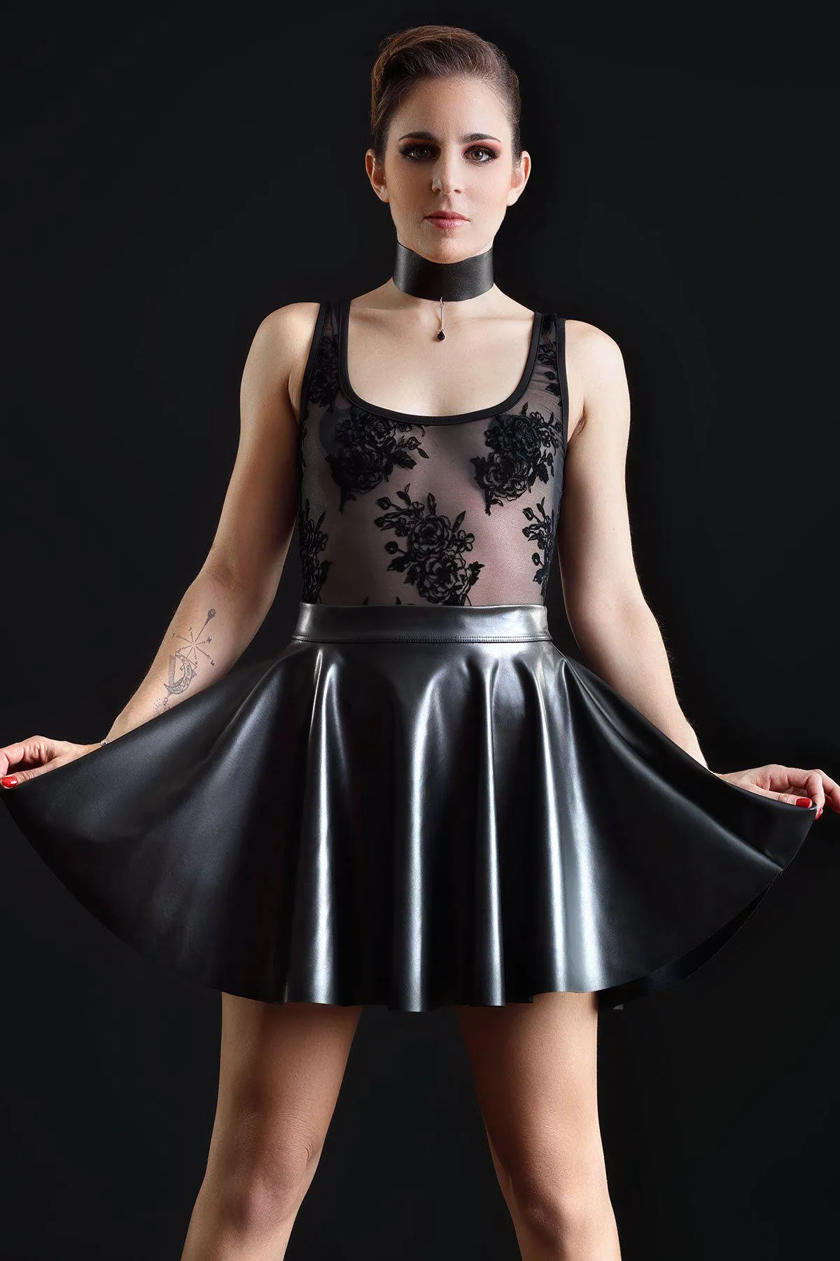 Kat Faux Leather Skirt Fetish Skirts | Black Faux Leather