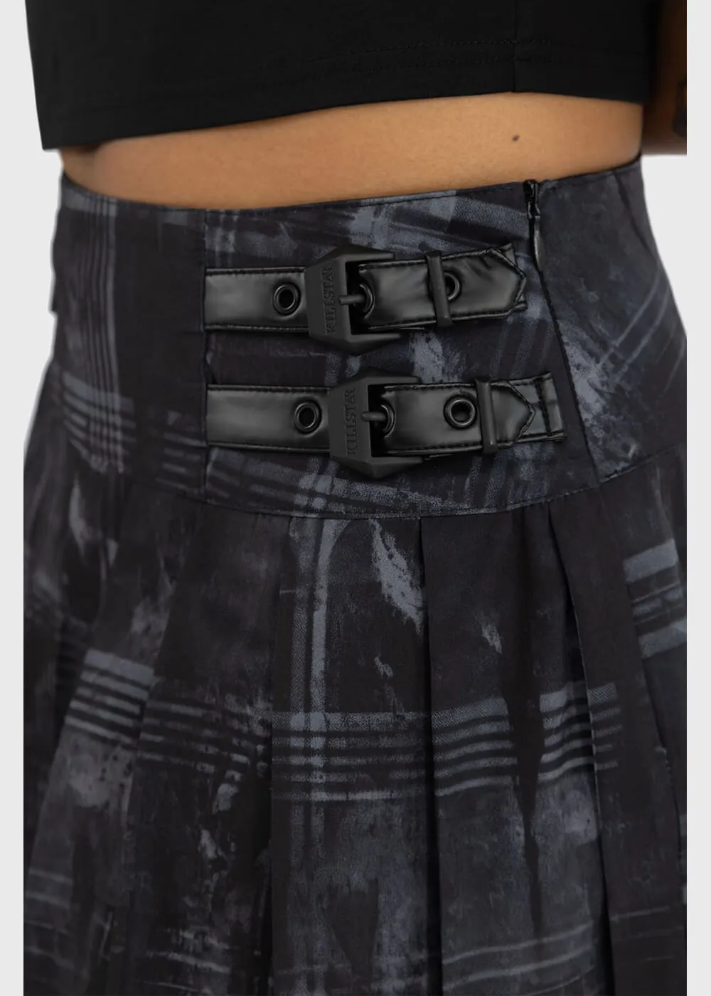 Killstar Stormcloud Bats Mini Skirt Gray Black