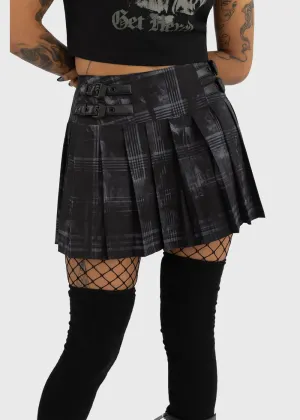 Killstar Stormcloud Bats Mini Skirt Gray Black