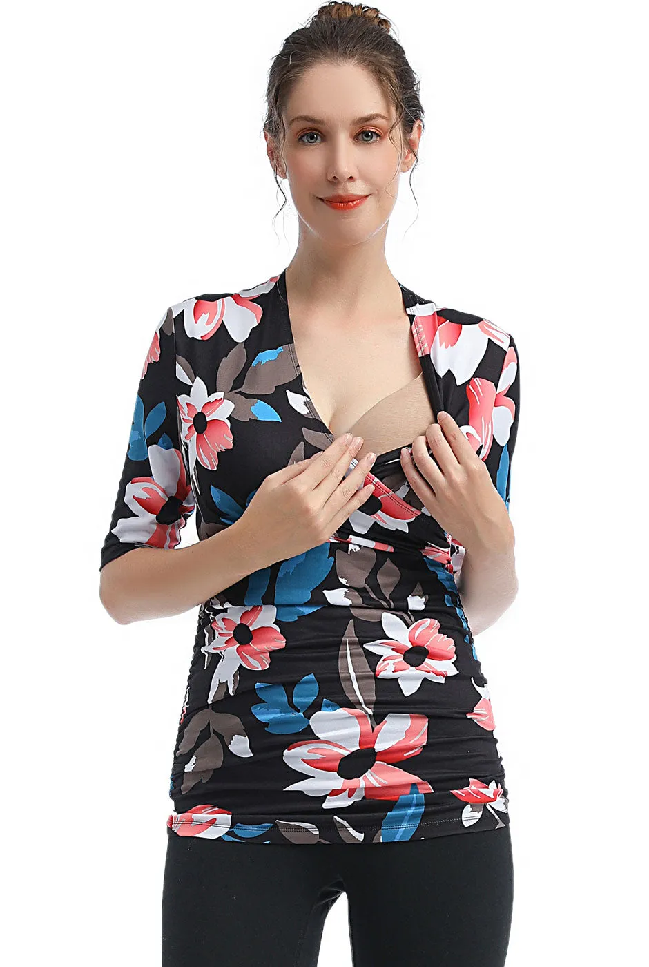 Kimi   Kai Maternity Essential V Neck Ruched Nursing Top