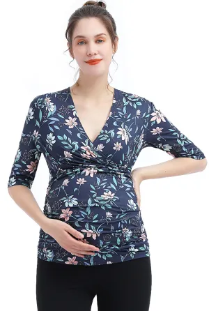 Kimi   Kai Maternity Essential V Neck Ruched Nursing Top