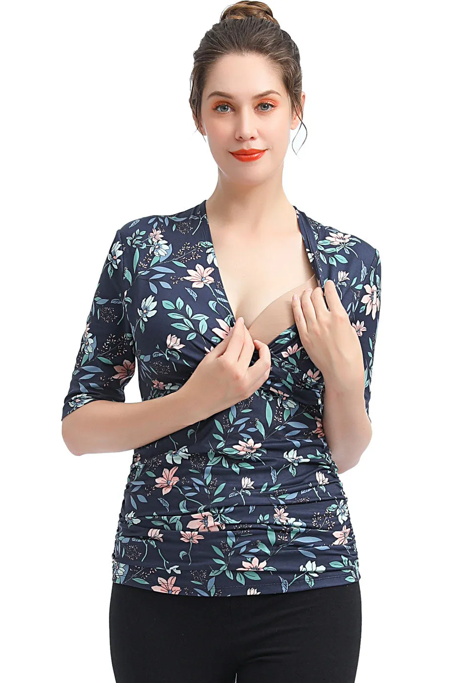 Kimi   Kai Maternity Essential V Neck Ruched Nursing Top