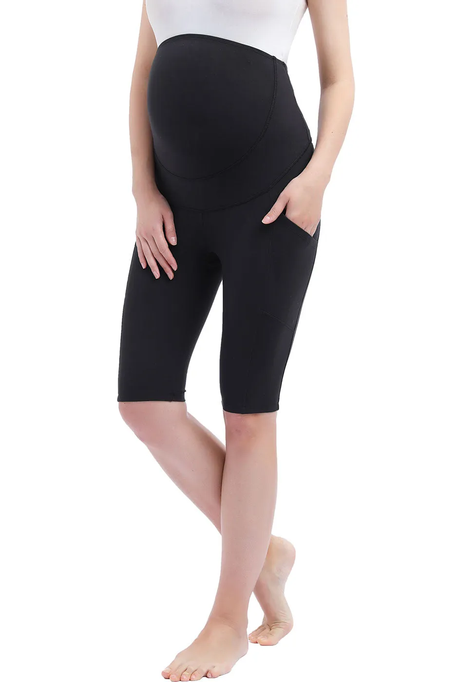 Kimi   Kai Maternity Fio Belly Support Pocket Bike Shorts (12" Inseam)