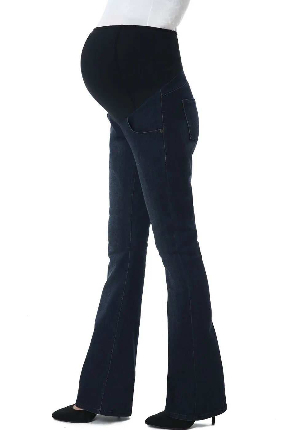 Kimi   Kai Maternity "Dixie" Flare Leg Denim Jeans