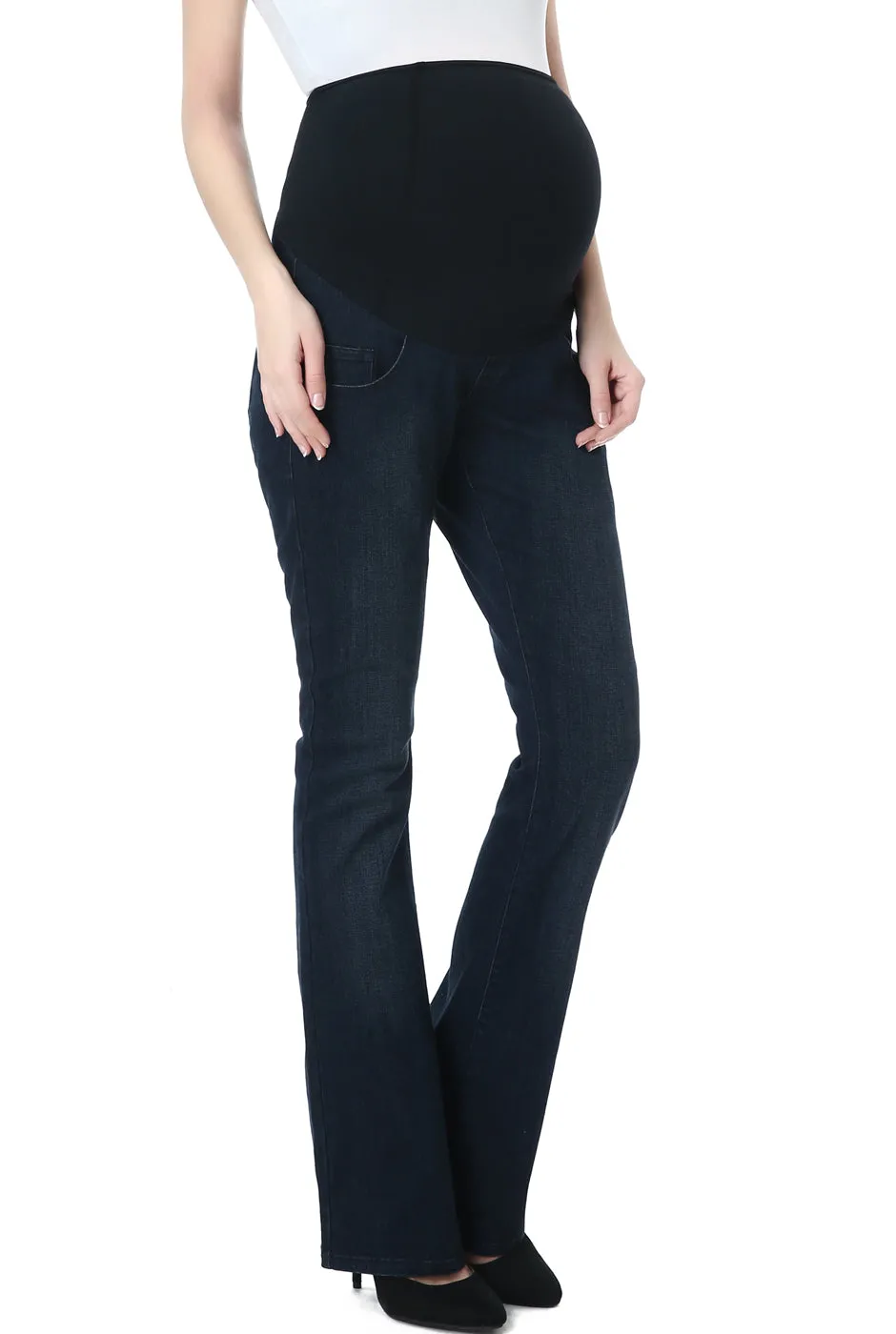 Kimi   Kai Maternity "Dixie" Flare Leg Denim Jeans