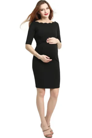 Kimi   Kai Maternity "Kendall" Off-Shoulder Midi Body Con Dress