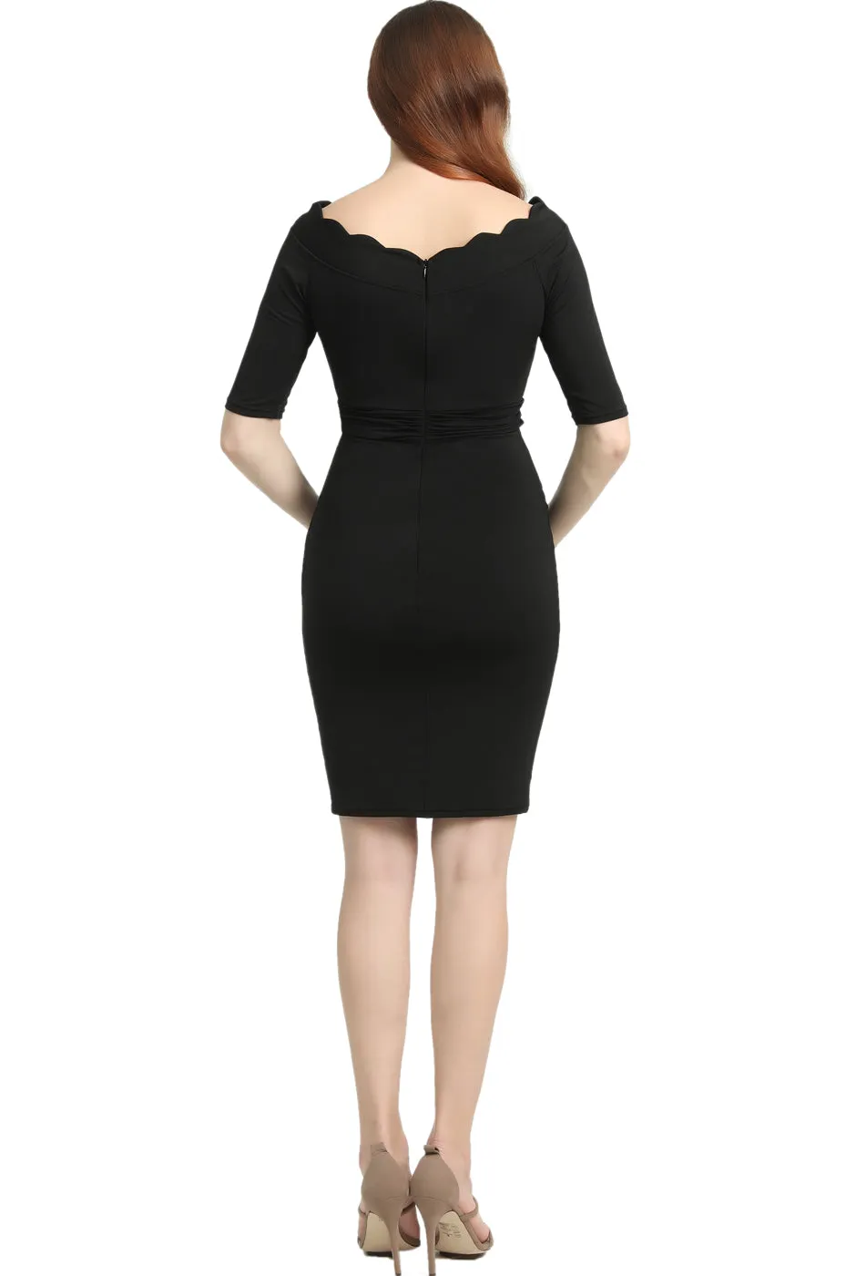 Kimi   Kai Maternity "Kendall" Off-Shoulder Midi Body Con Dress