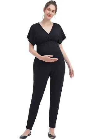 Kimi   Kai Maternity "Lue" V-Neck Nursing Jumpsuit