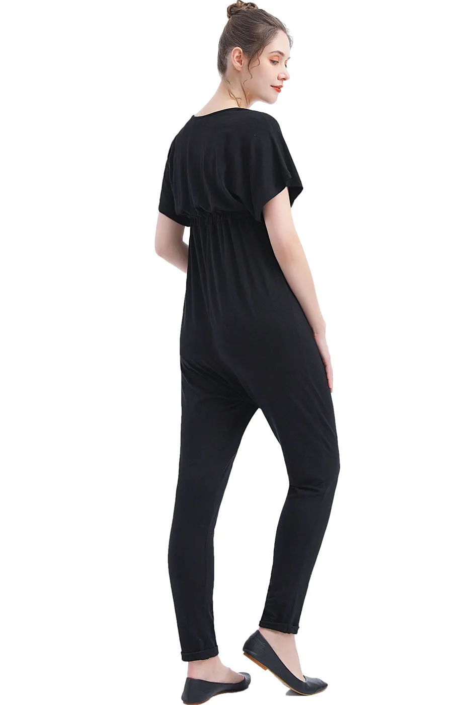 Kimi   Kai Maternity "Lue" V-Neck Nursing Jumpsuit