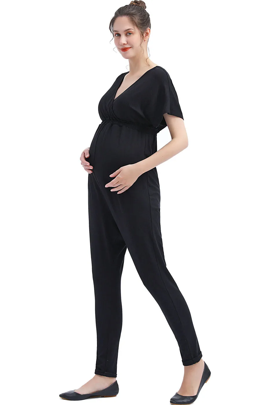Kimi   Kai Maternity "Lue" V-Neck Nursing Jumpsuit
