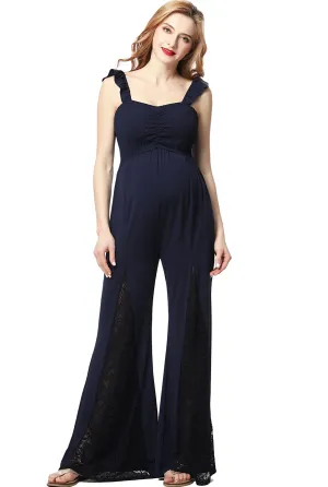 Kimi   Kai Maternity "Mel" Lace Accent Jumpsuit