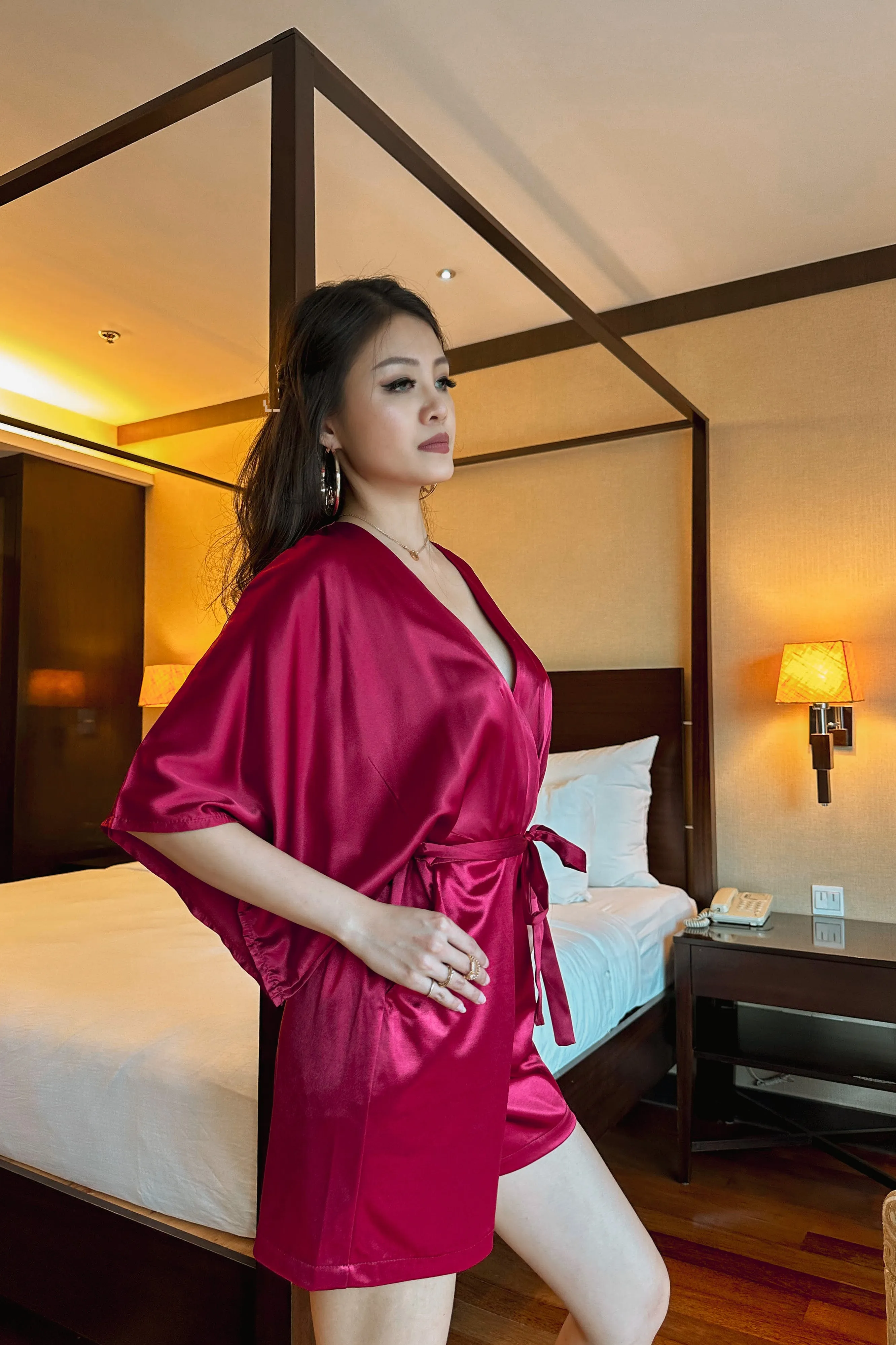 Kira Kimono Playsuit in Red