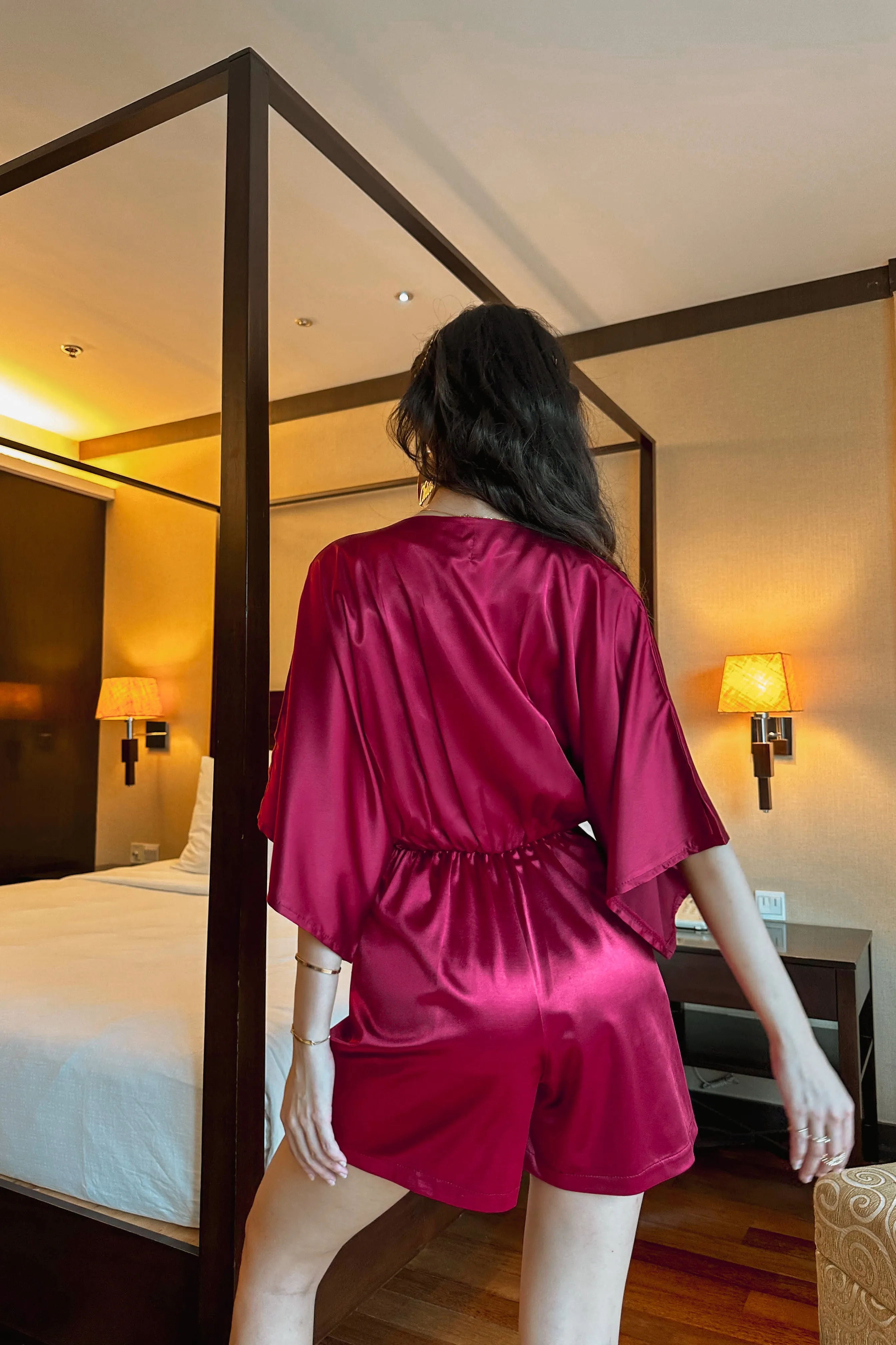 Kira Kimono Playsuit in Red