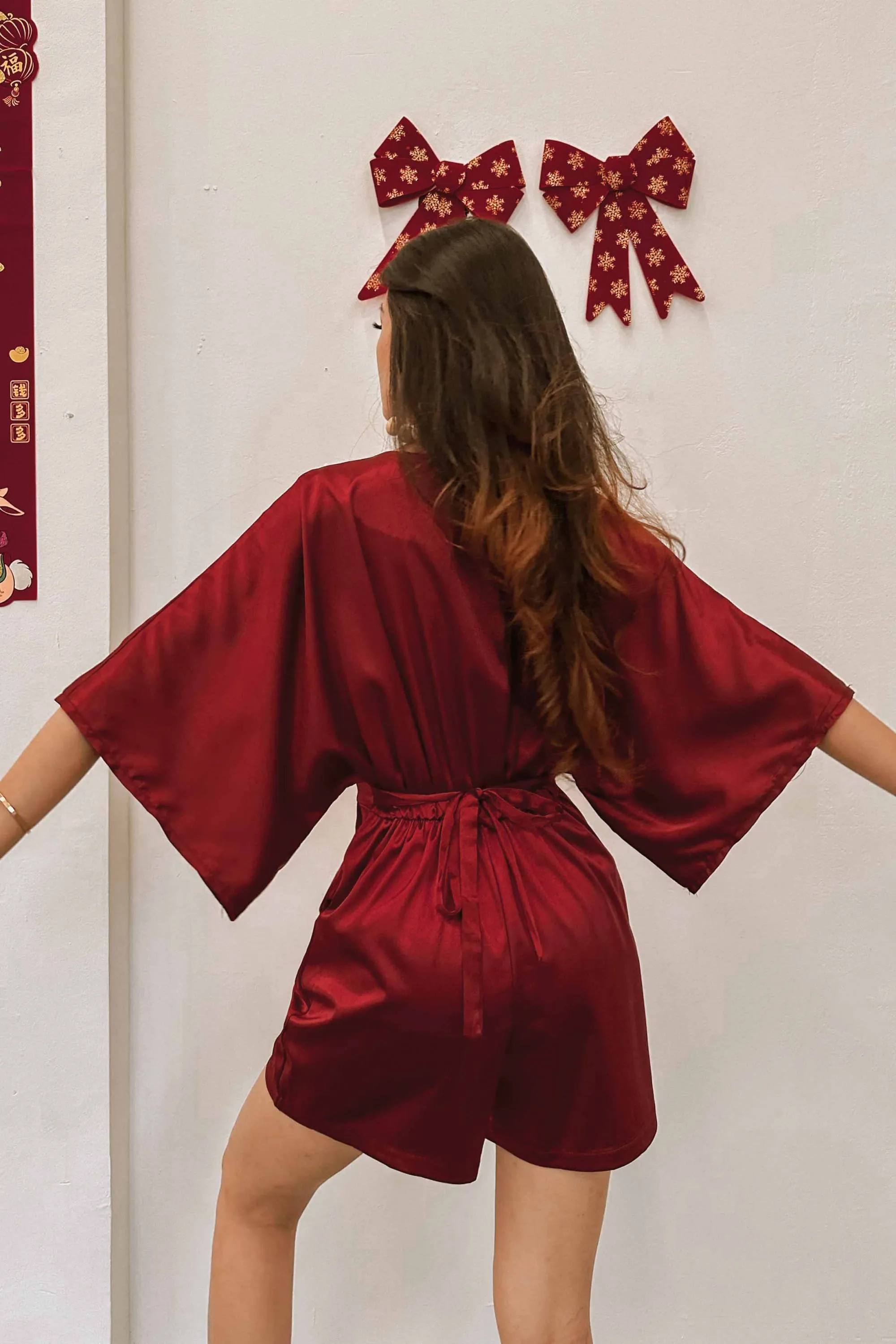 Kira Kimono Playsuit in Red