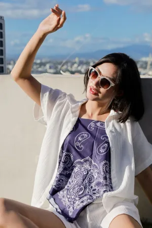 KYLIE Cotton Shirt & Shorts Co-ord (White)