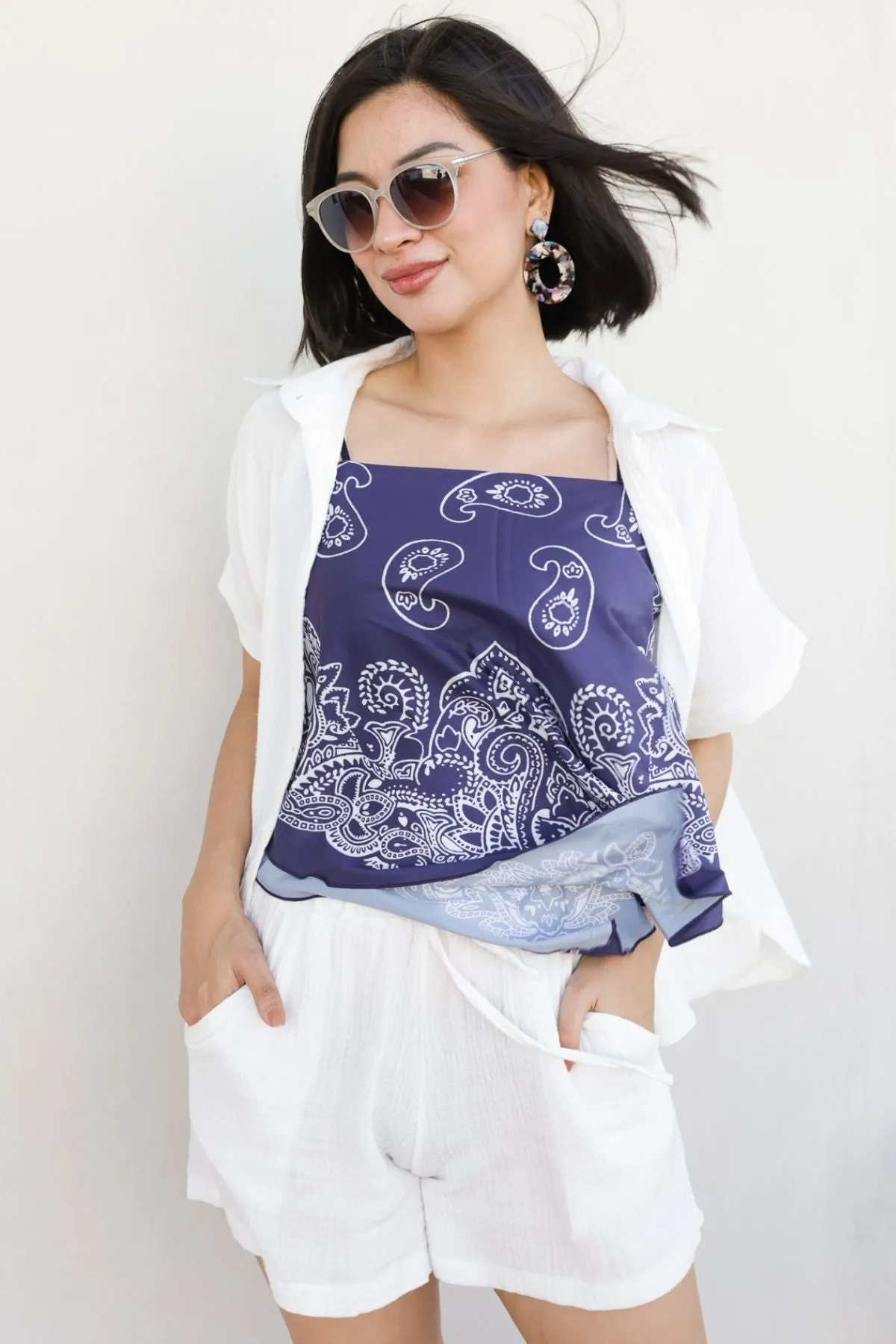 KYLIE Cotton Shirt & Shorts Co-ord (White)