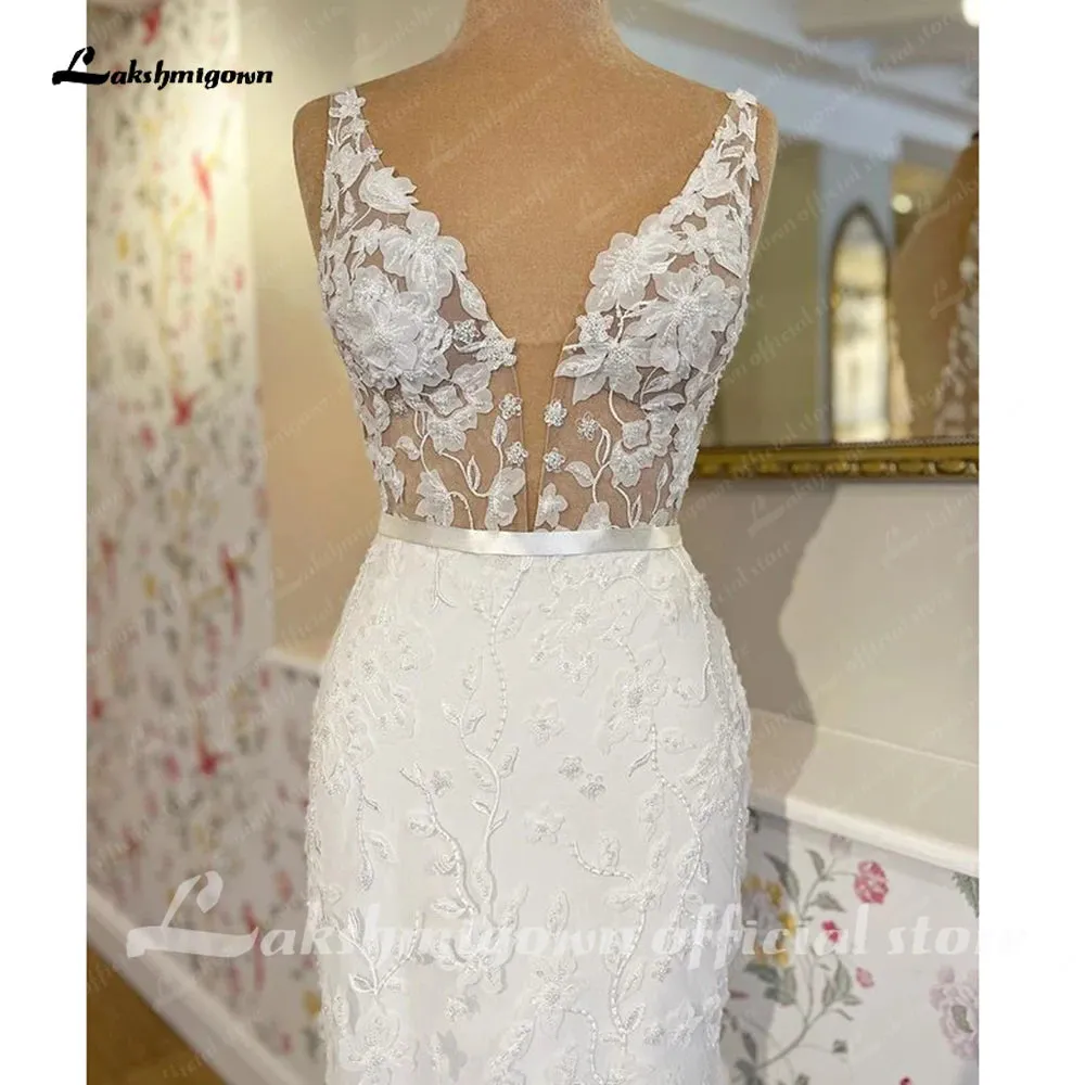 Lakshmigown Civil Bridal Boho Mermaid Wedding Gowns Crepe Satin Elegant Bridal Country Beach Wedding Dress