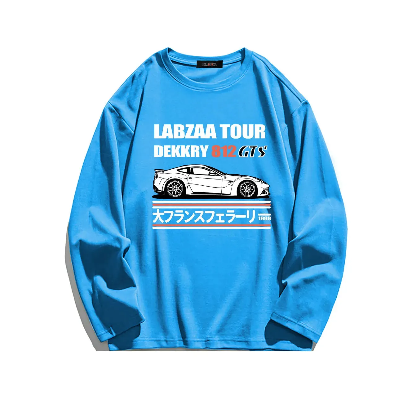 Letter Japanese Car Print Long Sleeve Shirt